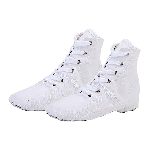 EKSED Damen-Segeltuch über dem Knöchel, Jazz-Tanzstiefel, Schnürschuhe, Ballsaal, moderner Tanz, for Kinder, Erwachsene, Frauen (Farbe : White, Größe : 24) von EKSED