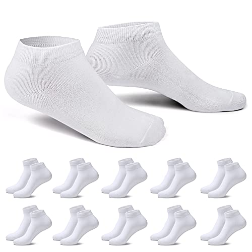 EKSHER 10 Paar Sneaker Socken Herren 47-50 Kurze Halbsocken Quarter Baumwolle Weiß Unisex von EKSHER