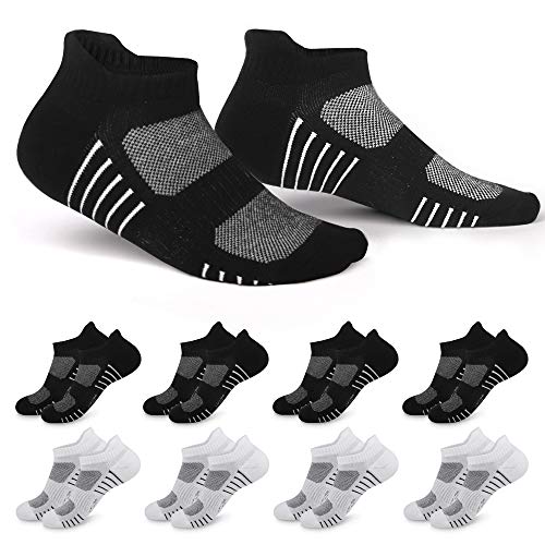 EKSHER 8 Paar Sneaker Socken Damen 35-38 Sportsocken Baumwolle Kurzsocken Unisex Schwarz Weiß von EKSHER