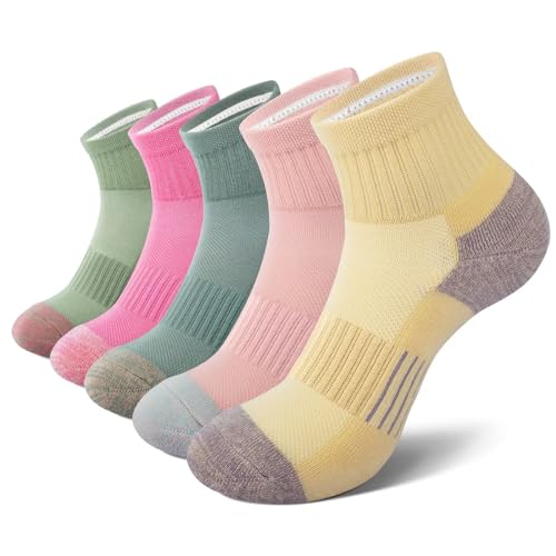 EKSHER Bunte Socken Damen 39-42 5 Paar Sneaker Baumwolle Running Kurze Herren Bunt Sportsocken Sneakersocken Frottee Kurz Laufsocken Atmungsaktive Sport Herrensocken Kurzsocken Damensocken von EKSHER