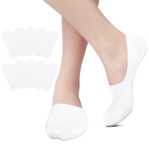 EKSHER Füsslinge Damen 39-42 Sneaker Socken Herren Füßlinge Damen Herren 10 Paar Unsichtbare No Show Sneakersocken Weiss Sportsocken Baumwoll Silikonpad Halbsocken Rutschfest Weiß von EKSHER