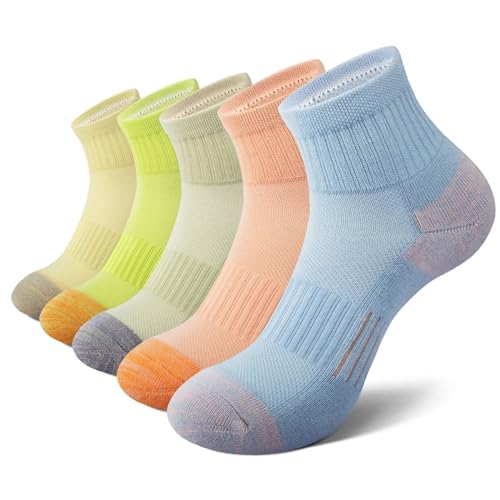 EKSHER Sneaker Socken Damen 35-38 5 Paar Running Frottee Sportsocken Kurz Baumwolle Herren Laufsocken Kurze Kurzsocken Sport Damensocken Atmungsaktive Bunt Tennissocken Sneakersocken Bunte von EKSHER