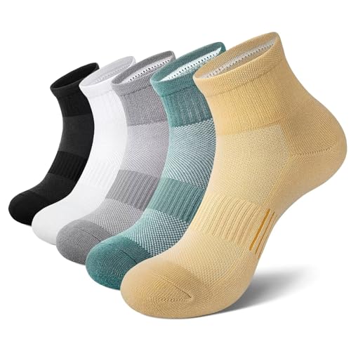 EKSHER Sneaker Socken Damen 35-38 5 Paar Running Frottee Sportsocken Laufsocken Kurze Kurz Baumwolle Herren Kurzsocken Sport Damensocken Atmungsaktive Bunt Tennissocken Sneakersocken Bunte von EKSHER