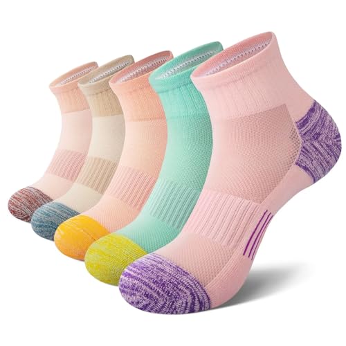 EKSHER Sneaker Socken Damen 35-38 5 Paar Running Sneakersocken Bunte Frottee Sportsocken Kurz Baumwolle Herren Laufsocken Kurze Kurzsocken Sport Damensocken Atmungsaktive Bunt Tennissocken von EKSHER