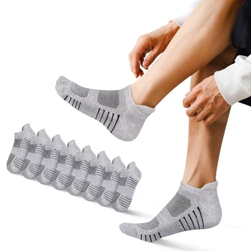 EKSHER Sneaker Socken Damen 35-38 Grau 8 Paar Laufsocken Damen 35-38 Sneakersocken Herrensocken Sportsocken Kurzsocken Tennissocken Anti Schweiß Running Socks Atmungsaktive Baumwolle Strümpfe von EKSHER