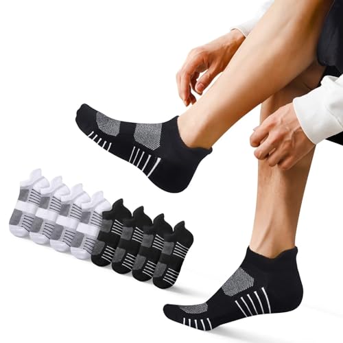 EKSHER Sneaker Socken Damen 35-38 Herren Sportsocken Kurze Socken Halbsocken Laufsocken Running Socks Baumwolle Atmungsaktive Unisex 8 paar Schwarz Weiß von EKSHER