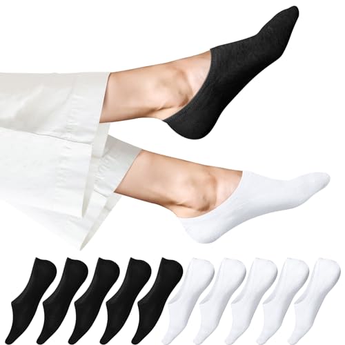 EKSHER Sneaker Socken Damen 39-42 Füsslinge Herren 10 Paar Unsichtbare No Show Socken Weiss Füsslinge Sportsocken Baumwoll Kurze Halbsocken Silikonpad Verhindert Verrutschen Atmungsaktive Weiß von EKSHER