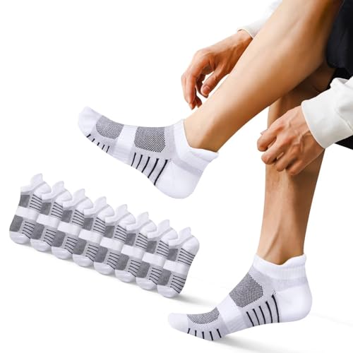 EKSHER Sneaker Socken Herren 47-50 Sportsocken Damen Kurze Socken Weiß Halbsocken Laufsocken Running Socks Baumwolle Atmungsaktive Unisex 8 paar von EKSHER