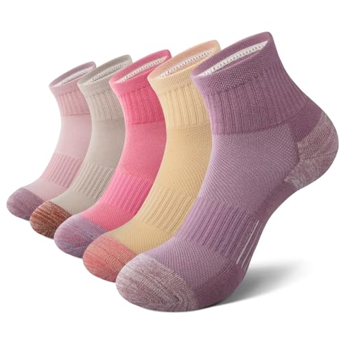 EKSHER Sportsocken Damen 5 Paar Sneaker Socken Bunte Herren 43-46 Baumwolle Running Frottee Bunt Kurz Laufsocken Kurze Sneakersocken Atmungsaktive Sport Herrensocken Kurzsocken Damensocken von EKSHER