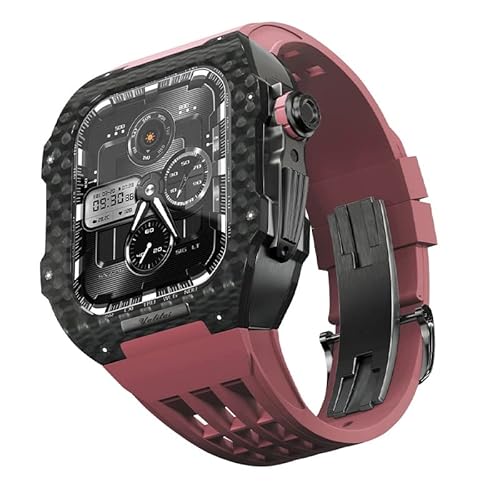 EKSIL Armband für Apple Watch 44/45 mm, 9, 8, 7, 6, 5, 4, SE-Serie, Modifikationsset, Kohlefaser-Uhrengehäuse, Gummiband, Upgrade-Modifikationsset, 45 mm, Achat von EKSIL
