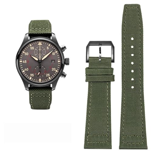 EKSIL Hohe Dichte Nylon Rindsleder Uhrenarmband Für IWC PILOT Portugal Stoff Uhrenarmband 20mm 21mm 22mm Armband Schwarz Armygreen Blau Rindsleder Handgelenk Gürtel, 21 mm, Achat von EKSIL