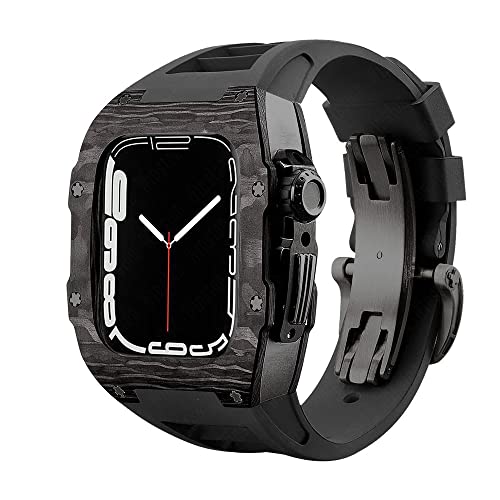 EKSIL Luxuriöse Schutzhülle aus Karbonfaser für Apple Watch Band 8, 45 mm, Serie 7, 6, Edelstahl, für iWatch Serie 5, 4, SE, 44 mm, Modifikationsset, 44mm, Achat von EKSIL