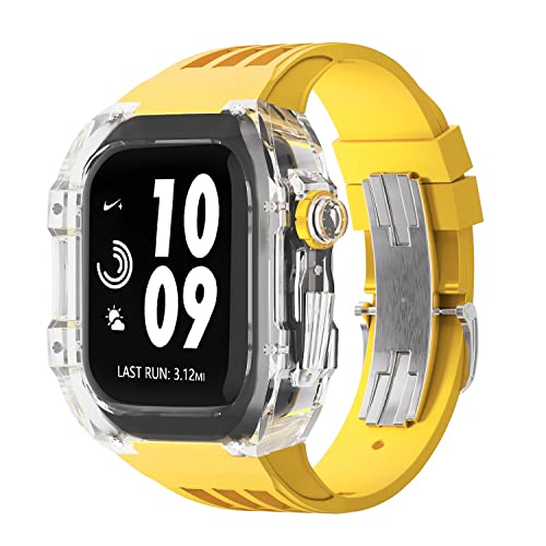 EKSIL Luxuriöses transparentes Uhren-Modifikationsset, für Apple Watch 44 mm/45 mm, DIY-Mod-Kit + Gummiband, für Apple Watch Armband 45/44 mm, SE 8, 7, 6, 5, 4 SE, For 45mm, Achat von EKSIL
