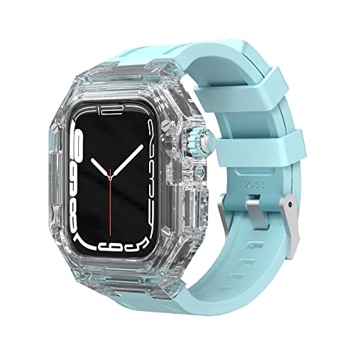 EKSIL Luxus-Armband aus fluororiertem Gummi für Apple Watch Serie 8/7, iWatch SE 6, 5, 4, 4, 44 mm, 41 mm, 40 mm, transparentes Gummiband, Mod Kit, 44mm, Achat von EKSIL