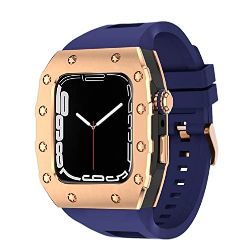 EKSIL Luxus-Modifikationsset, Metallrahmen-Lünette für Apple Watch, 7, 6, 5, 4, 3, 44 mm, 45 mm, Uhrenarmband für iWatch 7, 6, 5, SE, 44mm, Achat von EKSIL
