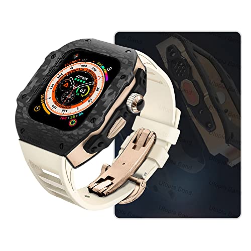 EKSIL Luxus-Modifikationsset für Apple Watch Ultra 49 mm, Carbonfaser-Gehäuse, Fluorkautschuk-Uhrenarmband-Set, für iWatch 8, 7, 6, 5, 4, SE, 45 mm, 44 mm, Upgrade-Ersatz, 45 mm, Achat von EKSIL
