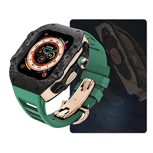EKSIL Luxus-Modifikationsset für Apple Watch Ultra 49 mm, Carbonfaser-Gehäuse, Fluorkautschuk-Uhrenarmband-Set, für iWatch 8, 7, 6, 5, 4, SE, 45 mm, 44 mm, Upgrade-Ersatz, 49 mm, Achat von EKSIL