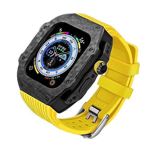 EKSIL Luxus-Modifikationsset für Apple Watch Ultra 49 mm, Carbonfaser-Gehäuse, Fluorkautschuk-Uhrenarmband-Set, für iWatch 8, 7, 6, 5, 4, SE, 45 mm, 44 mm, Upgrade-Ersatz, 49 mm, Achat von EKSIL