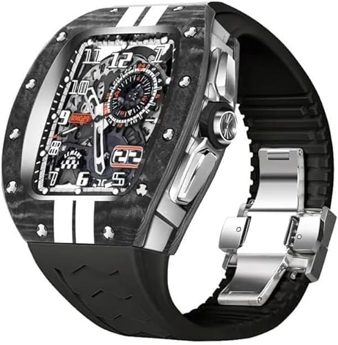 EKSIL RM-Stil Kohlefaser-Titan-Uhrengehäuse, Gummiband, für Apple Watch Serie 9/8/7/6/5/4/SE, Sportuhrenarmband, Zubehör für iWatch 45 mm, 44 mm, 45 mm, Achat von EKSIL