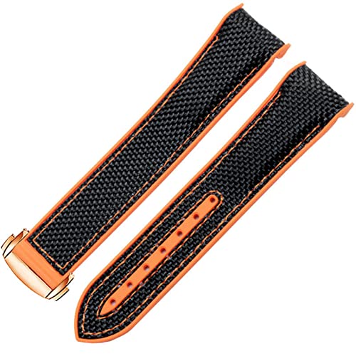 EKSIL Uhrenarmband für Omega 300 Seamaster 600 Planet Ocean Faltschließe Silikon Nylon Armband Uhrenzubehör Uhrenarmband, 22 mm, Achat von EKSIL