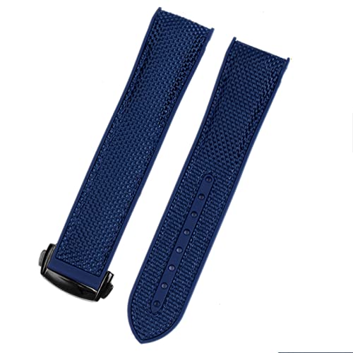 EKSIL Uhrenarmband für Omega 300 Seamaster 600 Planet Ocean Faltschließe Silikon Nylon Armband Uhrenzubehör Uhrenband Kette, 20 mm, Achat von EKSIL