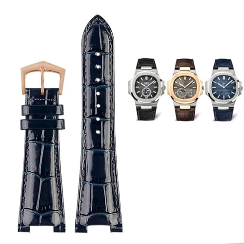EKSIL Uhrenarmband für Patek Philippe 5711 5712g Nautilus Uhrenarmband aus echtem Leder, spezielle Schnittstelle, 25 mm x 13 mm, Herren-Uhrenarmbänder, 25 mm, Achat von EKSIL