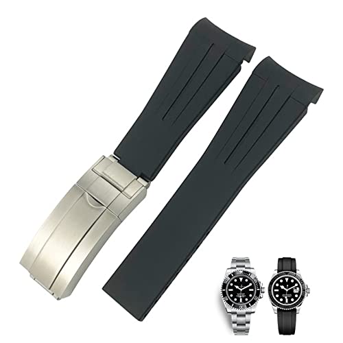 EKSIL Uhrenarmband für Rolex Submariner 20 mm GMT Yacht-Master Daytona Deepsea, 20 mm, 21 mm, gebogenes Ende, weiches Armband, 20 mm, Achat von EKSIL