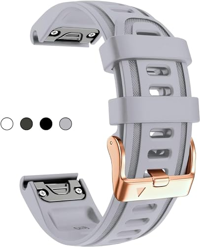 EKSIL Weiches Silikonarmband für Garmin fenix 5S/5S Plus/6S/7S/Instinct 2S/D2, schnell mit rotgoldener Schnalle, atmungsaktiv, wasserdicht, 20 mm, Einheitsgröße von EKSIL