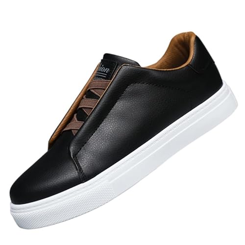EKSMA Herren Freizeitschuhe Low-Top Einfarbige Sneakers Bequeme, rutschfeste, langlebige Sportschuhe for den täglichen Gebrauch im Freien(Black,EU 41) von EKSMA