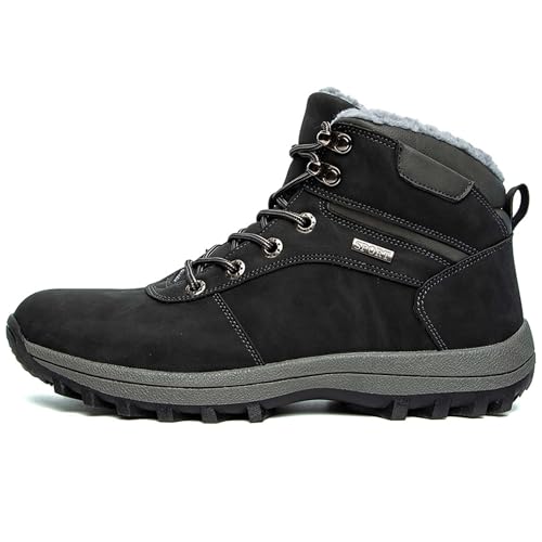 EKSMA Herren Voll heiße Wanderschuhe wasserdichte Arbeitskleidung Stiefel Big Toe Paar Plus Samt(Black,EU 44) von EKSMA