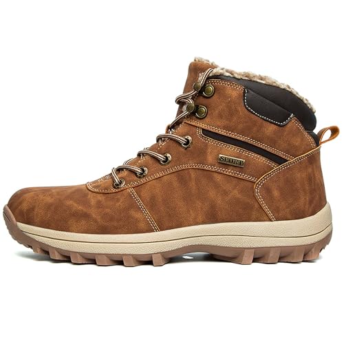 EKSMA Herren Voll heiße Wanderschuhe wasserdichte Arbeitskleidung Stiefel Big Toe Paar Plus Samt(Reddish Brown,EU 41) von EKSMA