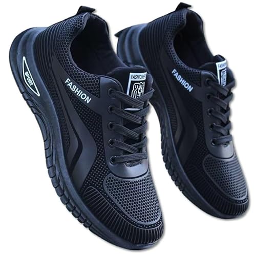 EKSMA Lässige Herren-Sneaker – Laufschuhe mit weicher Gummisohle, atmungsaktivem Stofffutter und strapazierfähiger Gummilaufsohle for Fitnessstudio, Training Freizeitkleidung(Black,EU 39) von EKSMA