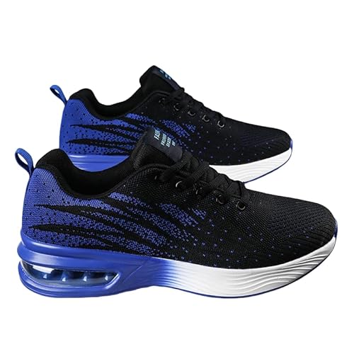 EKSMA Modische, gestreifte Freizeit-Laufschuhe for Herren – Obermaterial aus atmungsaktivem Mesh, leichte PU-Sohle, luftgepolstert, Schnürverschluss(Blue,EU 41) von EKSMA