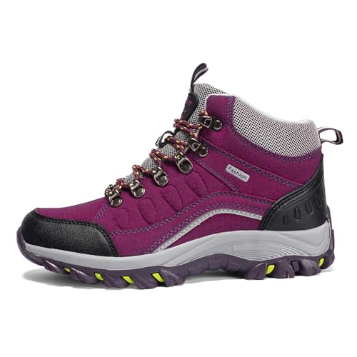 EKSMA Winter Herren Übergrößen Wanderschuhe mit Plüschisolierung Outdoor Baumwollschuhe Reiseschuhe Leichte Wanderstiefel(Purple,EU 41) von EKSMA