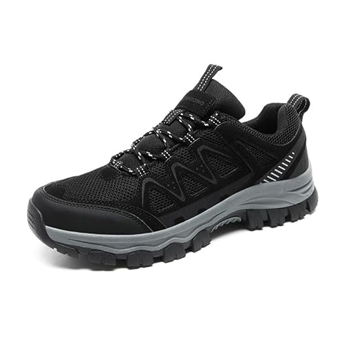 Herren Outdoor Wanderschuhe rutschfeste Trekkingschuhe for Wandern Reisen Freizeitkleidung Stilvolle leichte Sport-Wanderschuhe for Komfort(Black,EU 44) von EKSMA