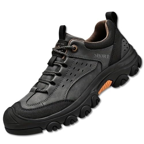 Strapazierfähige Sport- und Outdoor-Wanderschuhe for Herren aus Synthetik Gummi | rutschfeste Ganzjahres-Arbeitsstiefel for Trekking, Reisen ganztägigen Komfort(Black,EU 42) von EKSMA