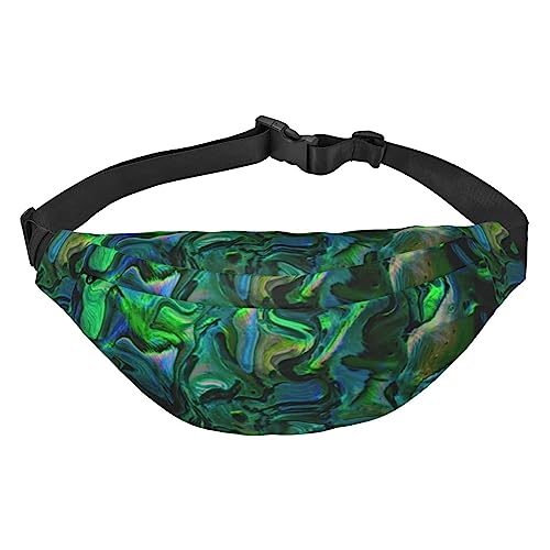 Abalone Perlmutt Bauchtasche für Männer Frauen Gürteltasche Verstellbare Taille Pack für Reisen Walking Laufen Bauchtaschen, Schwarz , Einheitsgröße von EKYOSHCZ