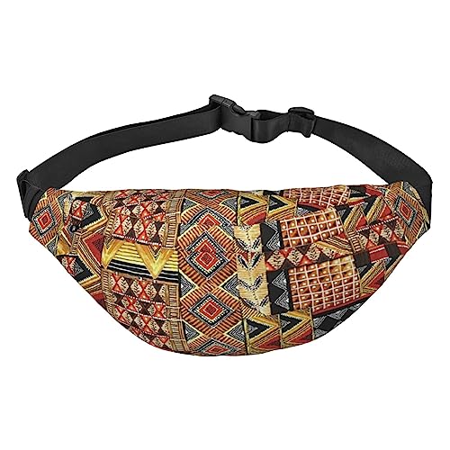 Bauchtasche aus afrikanischem Textil, Patchwork, für Männer und Frauen, verstellbare Hüfttasche für Reisen, Wandern, Laufen, Bauchtaschen, Schwarz , Einheitsgröße von EKYOSHCZ