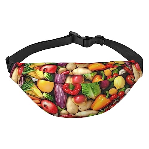 Bauchtasche mit frischem Obst und Gemüse, für Männer und Frauen, Gürteltasche, verstellbare Hüfttasche für Reisen, Spazierengehen, Laufen, Bauchtaschen, Schwarz, Einheitsgröße, Schwarz , Einheitsgröße von EKYOSHCZ