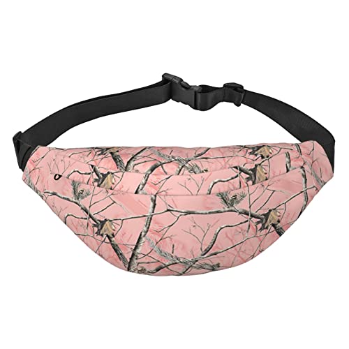 Bauchtasche mit rosa Blättern, Camouflage, für Herren und Damen, verstellbare Hüfttasche für Reisen, Wandern, Laufen, Bauchtaschen, Schwarz , Einheitsgröße von EKYOSHCZ