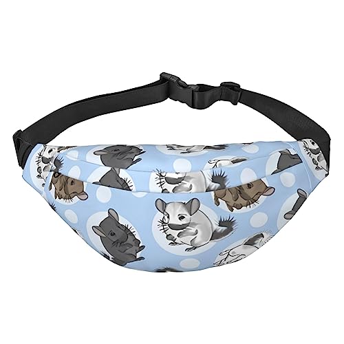 Gürteltasche mit Chinchillas und Mond, für Herren und Damen, verstellbare Hüfttasche für Reisen, Wandern, Laufen, Bauchtaschen, Schwarz , Einheitsgröße von EKYOSHCZ