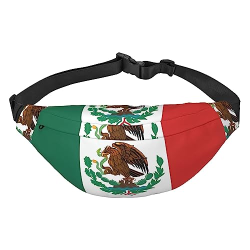 Gürteltasche mit Flagge von Mexiko, für Männer und Frauen, verstellbare Hüfttasche für Reisen, Wandern, Laufen, Bauchtaschen, Schwarz , Einheitsgröße von EKYOSHCZ