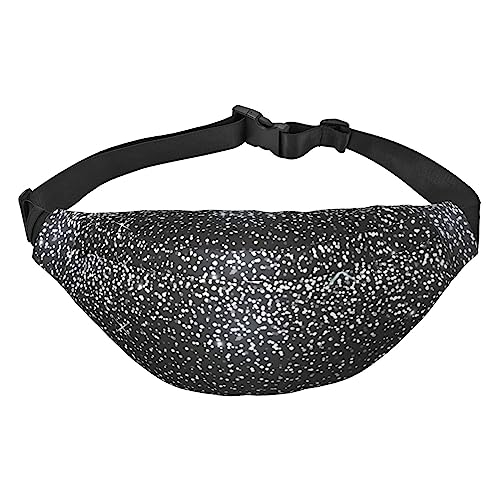 Gürteltasche mit glänzendem silberfarbenem Glitzer, für Herren und Damen, verstellbare Hüfttasche für Reisen, Wandern, Laufen, Bauchtaschen, Schwarz , Einheitsgröße von EKYOSHCZ