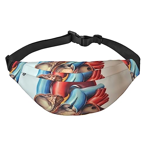 Human Anatomy Heart Chart Fanny Pack for Men Women Belt Bag Adjustable Waist Pack for Travel Walking Running Bum Bags, Black, One Size, Schwarz , Einheitsgröße von EKYOSHCZ