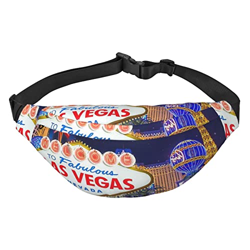 Las Vegas Night City Bauchtasche für Männer Frauen Gürteltasche Verstellbare Hüfttasche für Reisen Wandern Laufen Bauchtaschen, Schwarz , Einheitsgröße von EKYOSHCZ