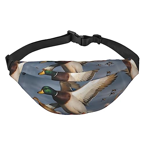 Mallard Duck Bauchtasche für Herren und Damen, Gürteltasche, verstellbare Hüfttasche für Reisen, Spazierengehen, Laufen, Bauchtaschen, Schwarz, Einheitsgröße, Schwarz , Einheitsgröße von EKYOSHCZ