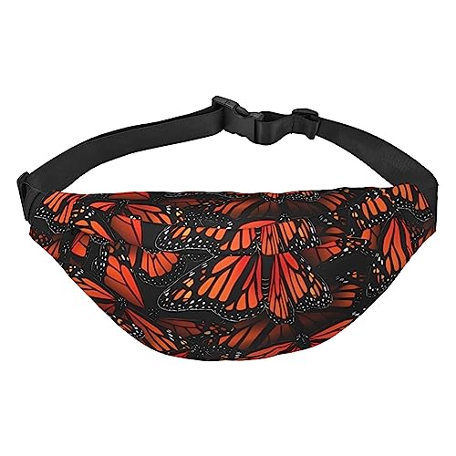 Monarch Butterflies Bauchtasche für Männer Frauen Gürteltasche Verstellbare Hüfttasche für Reisen Gehen Laufen Bauchtaschen, Schwarz, Einheitsgröße, Schwarz , Einheitsgröße von EKYOSHCZ