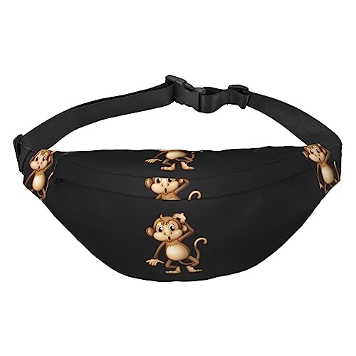 Niedliche Monkey Bauchtasche für Männer Frauen Gürteltasche Verstellbare Hüfttasche für Reisen Gehen Laufen Bauchtaschen, Schwarz , Einheitsgröße von EKYOSHCZ