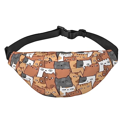 Orange Katzen Bauchtasche für Männer Frauen Gürteltasche Verstellbare Taille Pack für Reisen Walking Laufen Bauchtaschen, Schwarz , Einheitsgröße von EKYOSHCZ