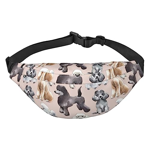 Poodles Dogs Fanny Pack for Men Women Belt Bag Adjustable Waist Pack for Travel Walking Running Bum Bags, Black, One Size, Schwarz , Einheitsgröße von EKYOSHCZ